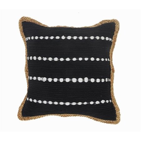 LR HOME LR Home PILLO99494BLKIIPL Textured Black & White Bordered Square Throw Pillow - 18 x 18 in. PILLO99494BLKIIPL